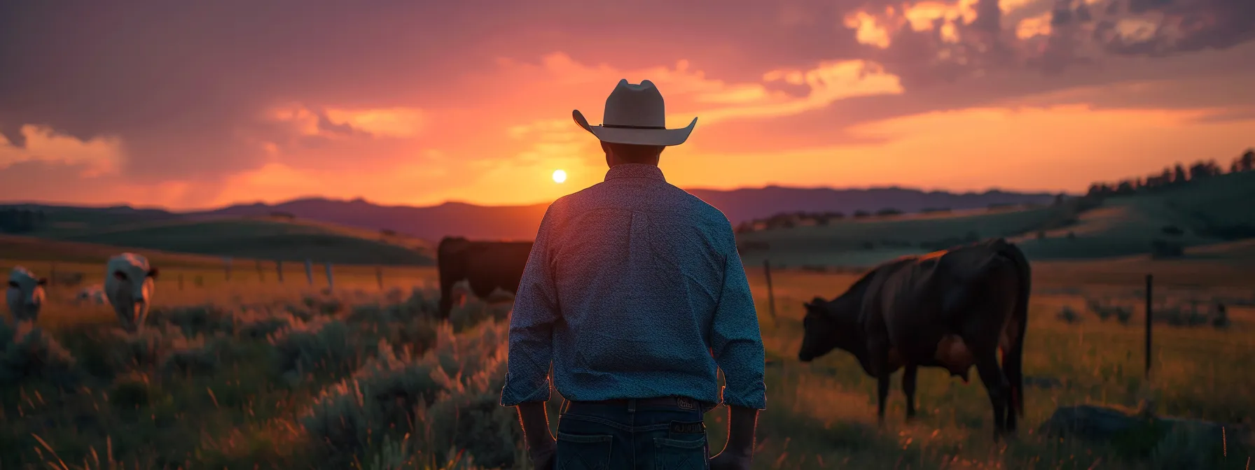 a rancher observing a group of cattle during a meticulous breeding season planning session.