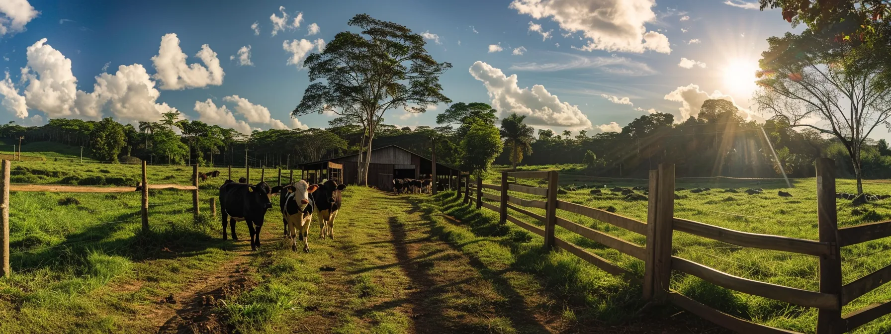 uma fazenda moderna e tecnológica em rondônia, com gado sendo monitorado por sistemas inteligentes e alimentados por tecnologia de ponta para aumentar os lucros do pecuarista.